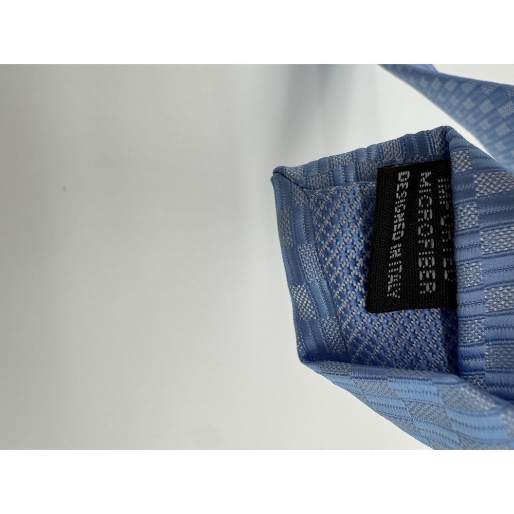Profile Men's Blue Checkered Tie Woven Geometric Pattern Classic Necktie - Picture 6 of 7